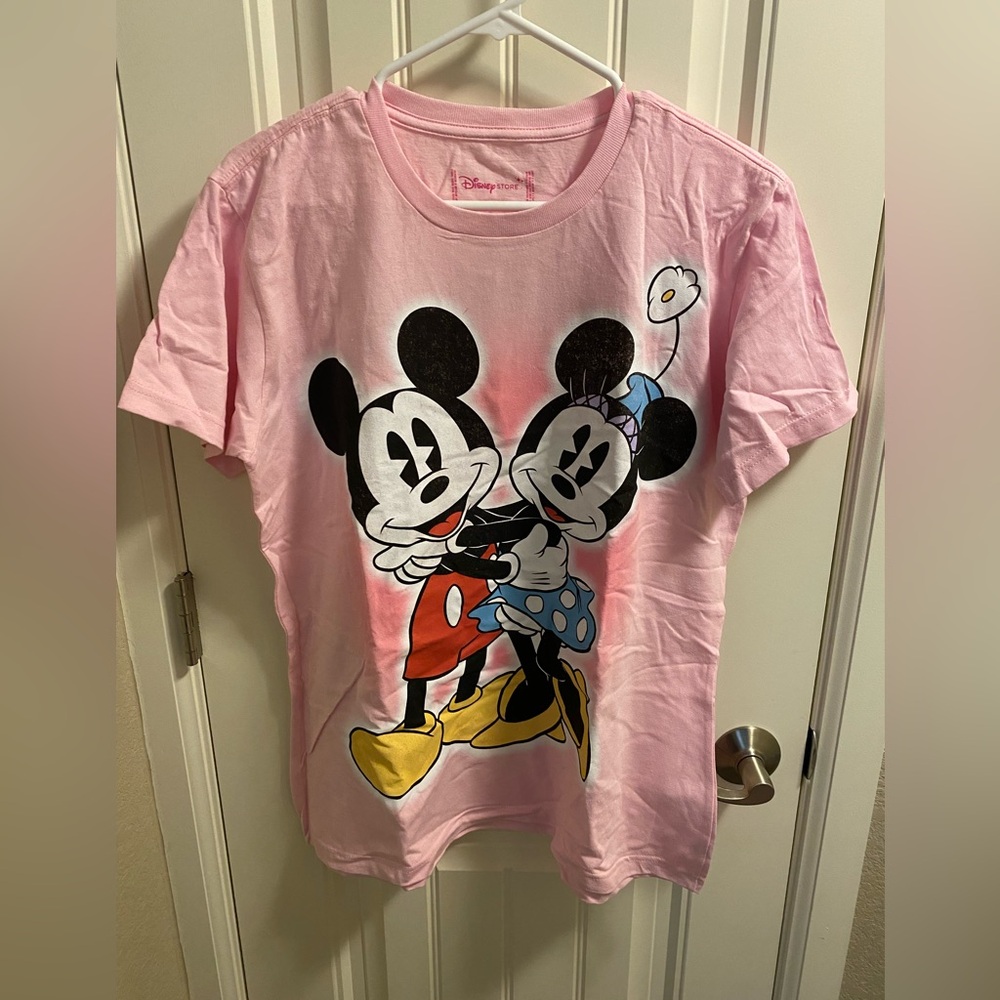 Disney Store XL Top Mickey Minnie Mouse Pink Shirt Short Sleeve T-shirt